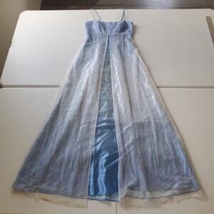 90s Y2K Frozen Elsa Fairy Whimsy Vintage Dress Womens 8 Beaded Sheer Gown Prom